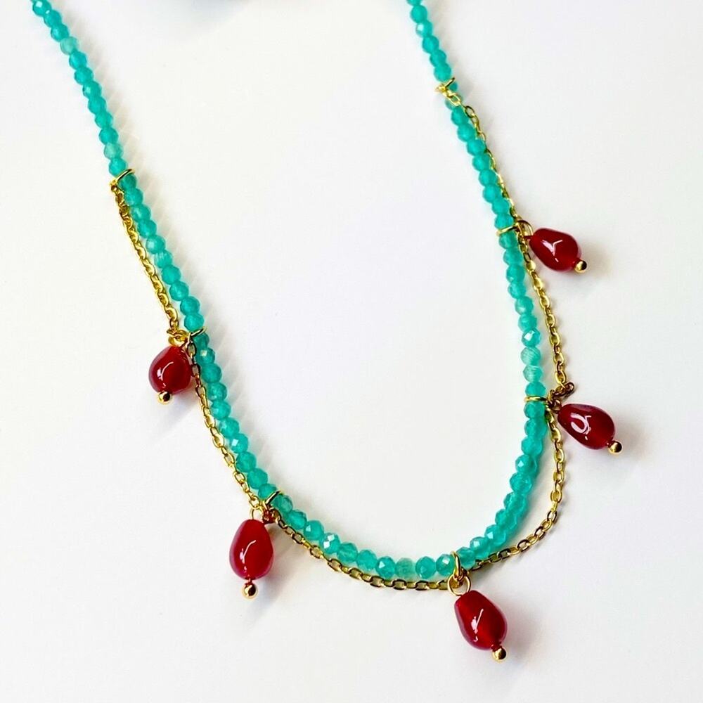 NEW Stone & Crystal Double-Strand Necklace - Picture 3 of 8